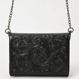 American Darling Black Tooled Leather Crossbody Purse