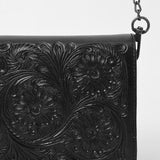American Darling Black Tooled Leather Crossbody Purse