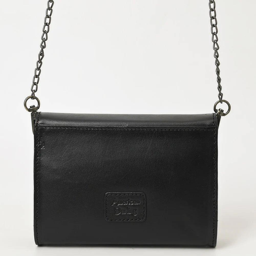American Darling Black Tooled Leather Crossbody Purse