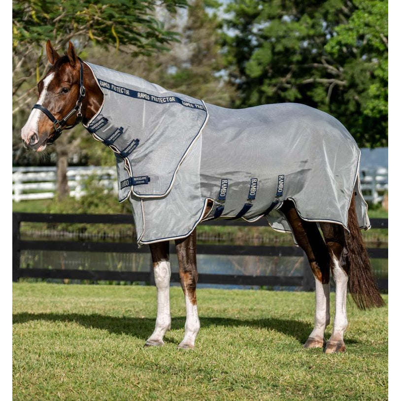 Horseware Rambo Protector Fieldsafe Plus Fly Sheet- Silver/Navy/White/Beige