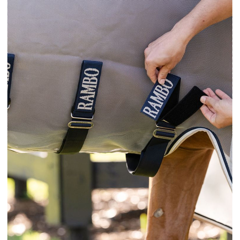 Horseware Rambo Protector Fieldsafe Plus Fly Sheet- Silver/Navy/White/Beige