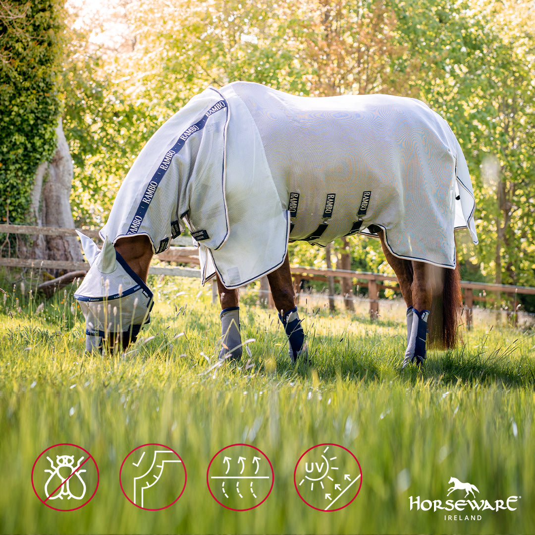 Horseware Rambo Protector Fly Sheet- Silver/Navy/White/Beige