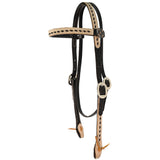 San Saba Equine Roughout Browband Headstall with Chocolate Buckstitch