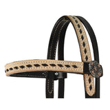 San Saba Equine Roughout Browband Headstall with Chocolate Buckstitch