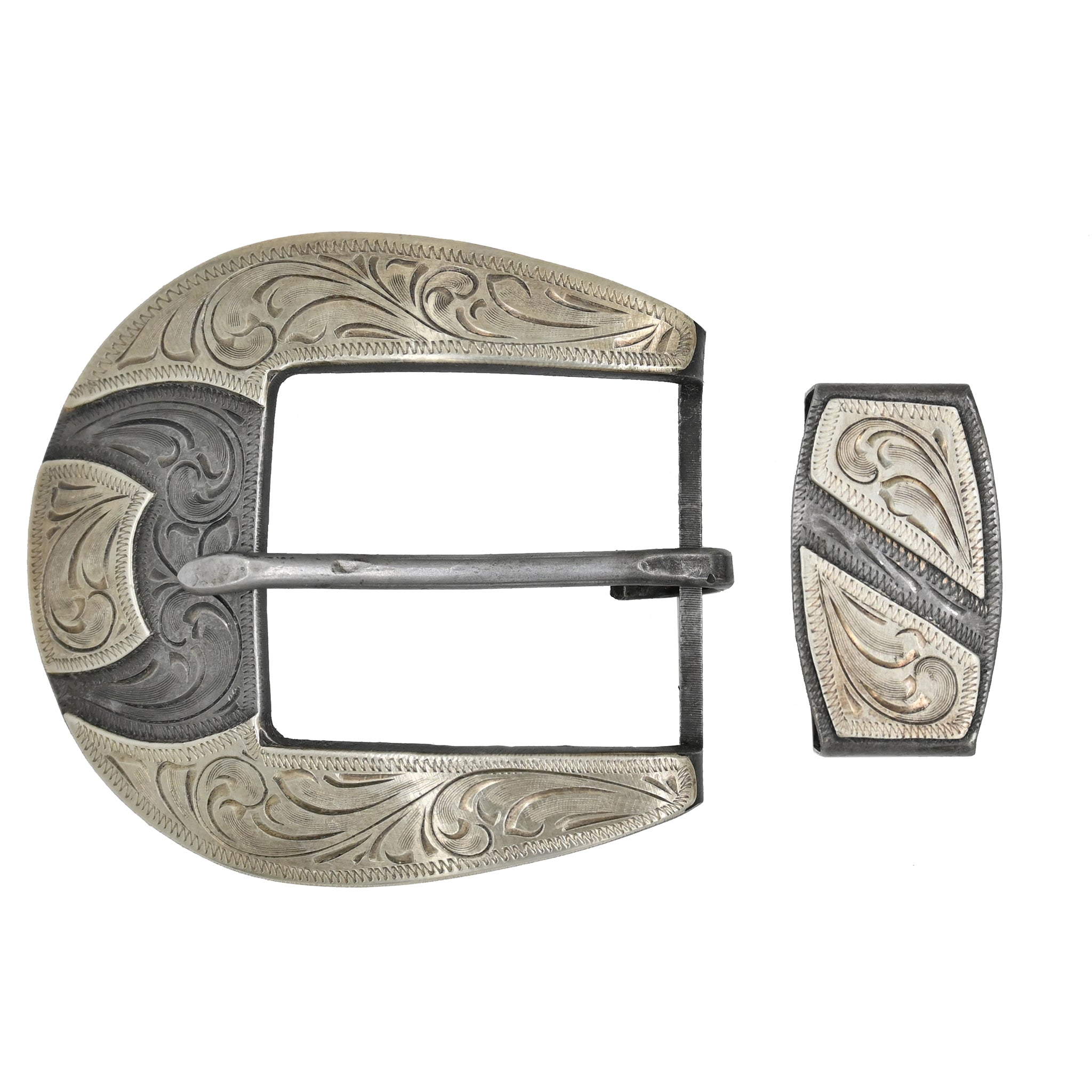 bell helmet belt buckle Cowperson Tack 1 1/2" Two-Piece Blued Steel Ranger Belt Buckle