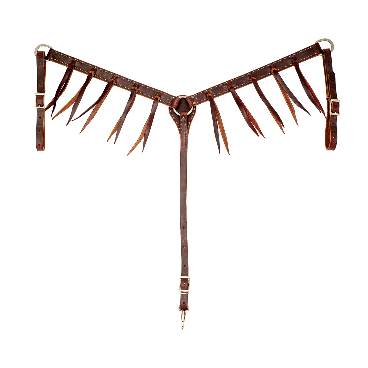Cowboy Tack 1 1/4" Chocolate Harness Leather Breast Collar w/ Latigo Strings