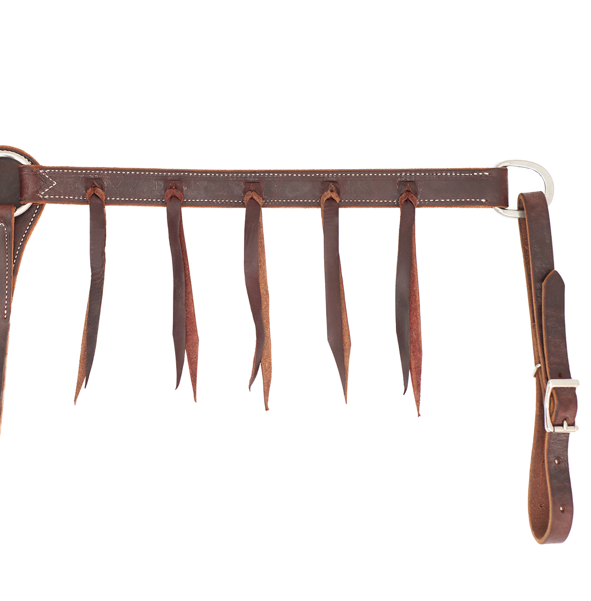 Cowboy Tack 1 1/4" Chocolate Harness Leather Breast Collar w/ Latigo Strings