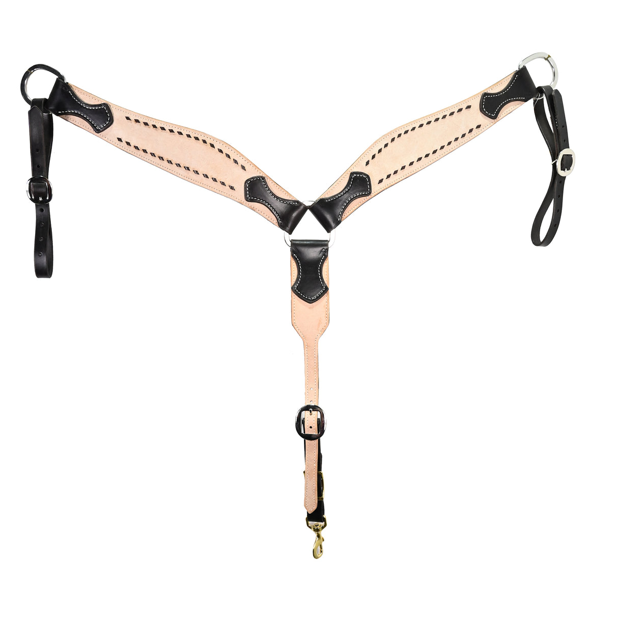 San Saba Equine Roughout Breastcollar with Chocolate Buckstitch