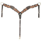Rafter T Ranch Co. Breast Collar Brown with Floral Tooling, Tan Arrows Inlay