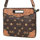 Rafter T Ranch Co. Crossbody Clutch Bag with Floral Tooling & Tan Printed Arrows
