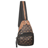 Rafter T Ranch Co Brown Floral Tooled Sling Bag with Tan Printed Arrows