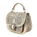 Rafter T Ranch Co. Heritage Hand Bag with Sunflower Floral Carving- Silver