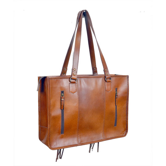 Rafter T Ranch Co. Brown Hair on Hide Briefcase with Tooled Leather Center