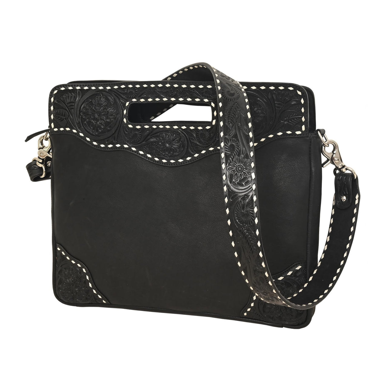 Rafter T Ranch Co Black Clutch/Crossbody Purse with Tooled Strap