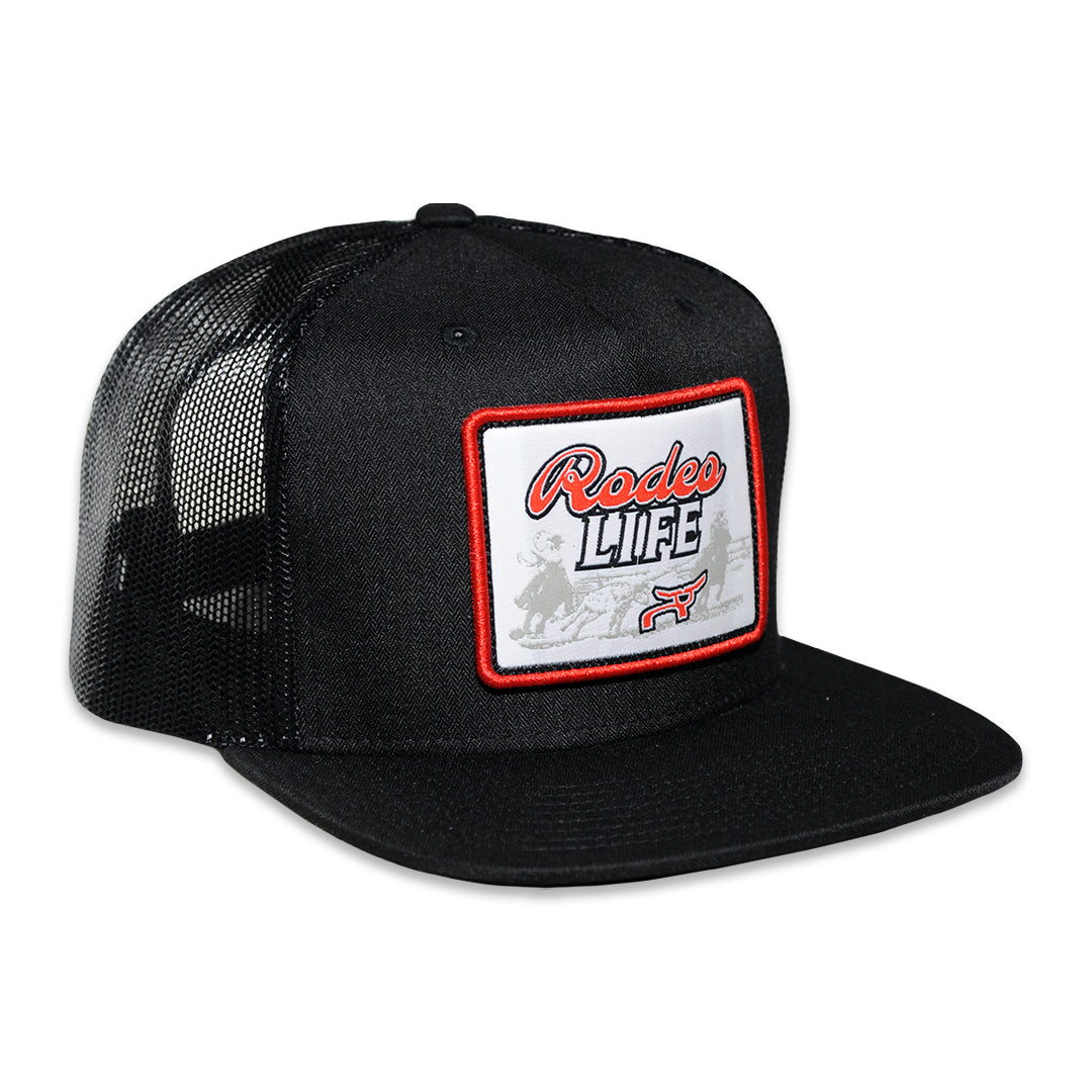 RopeSmart Black Trucker Cap with Rodeo Life Patch