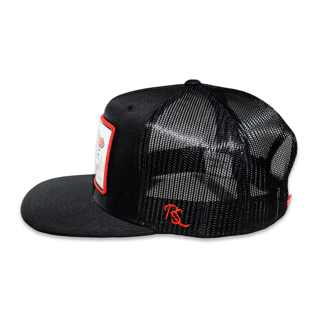 RopeSmart Black Trucker Cap with Rodeo Life Patch