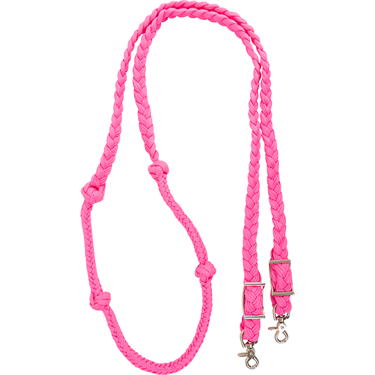 Martin Saddlery 1" Barrel Reins Braided Nylon with Knots- Pink