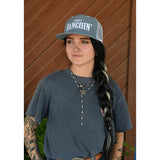 Rodeo Time Just Ranchin' Light Denim and White Mesh Snapback Cap