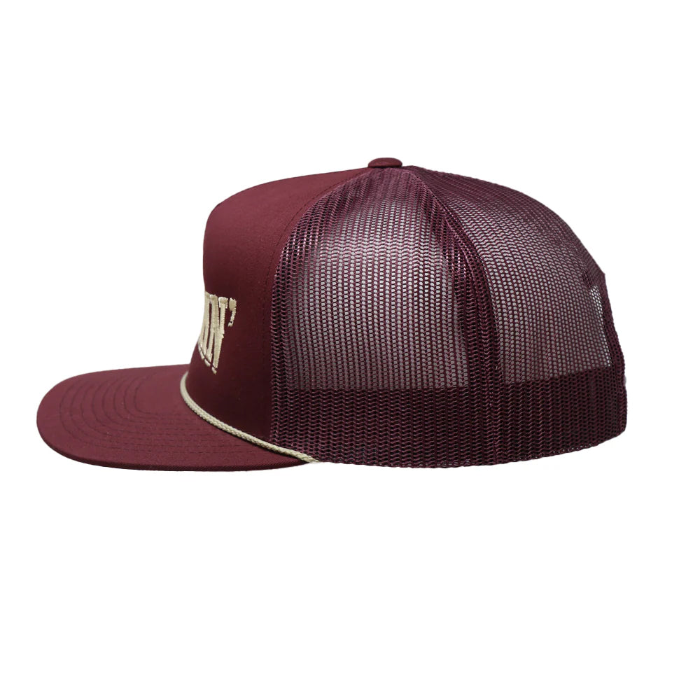 Rodeo Time Just Ranchin' Maroon and Gold Mesh Snapback Cap