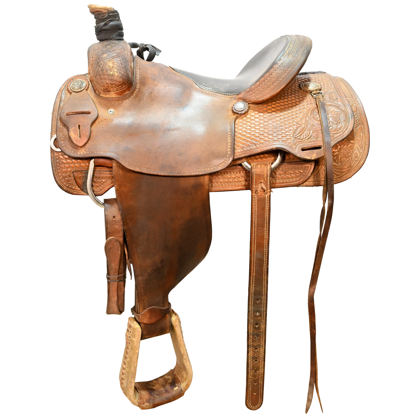 Used 14.75" No Maker Team Roping Saddle
