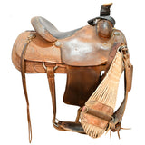 Used 14.75" No Maker Team Roping Saddle