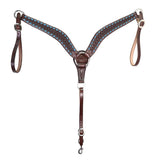 Scott Thomas Saddlery 1" Chocolate Snowflake Breast Collar with Turquoise Buckstitch