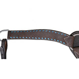 Chocolate Rough Out Breast Collar with Turquoise Buckstitch