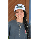 Classic Ropes Large Embroidered Logo Snapback Cap- White on White
