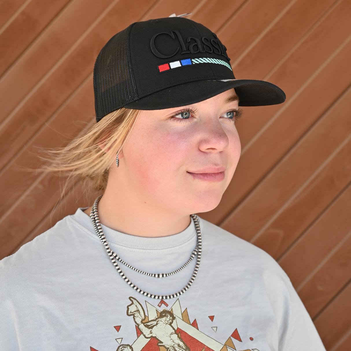 Classic Ropes Large Embroidered Logo Snapback Cap- Black on Black