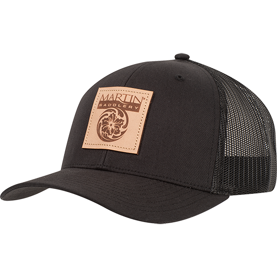 Martin Saddlery Black Mesh Cap with Leather Logo Patch