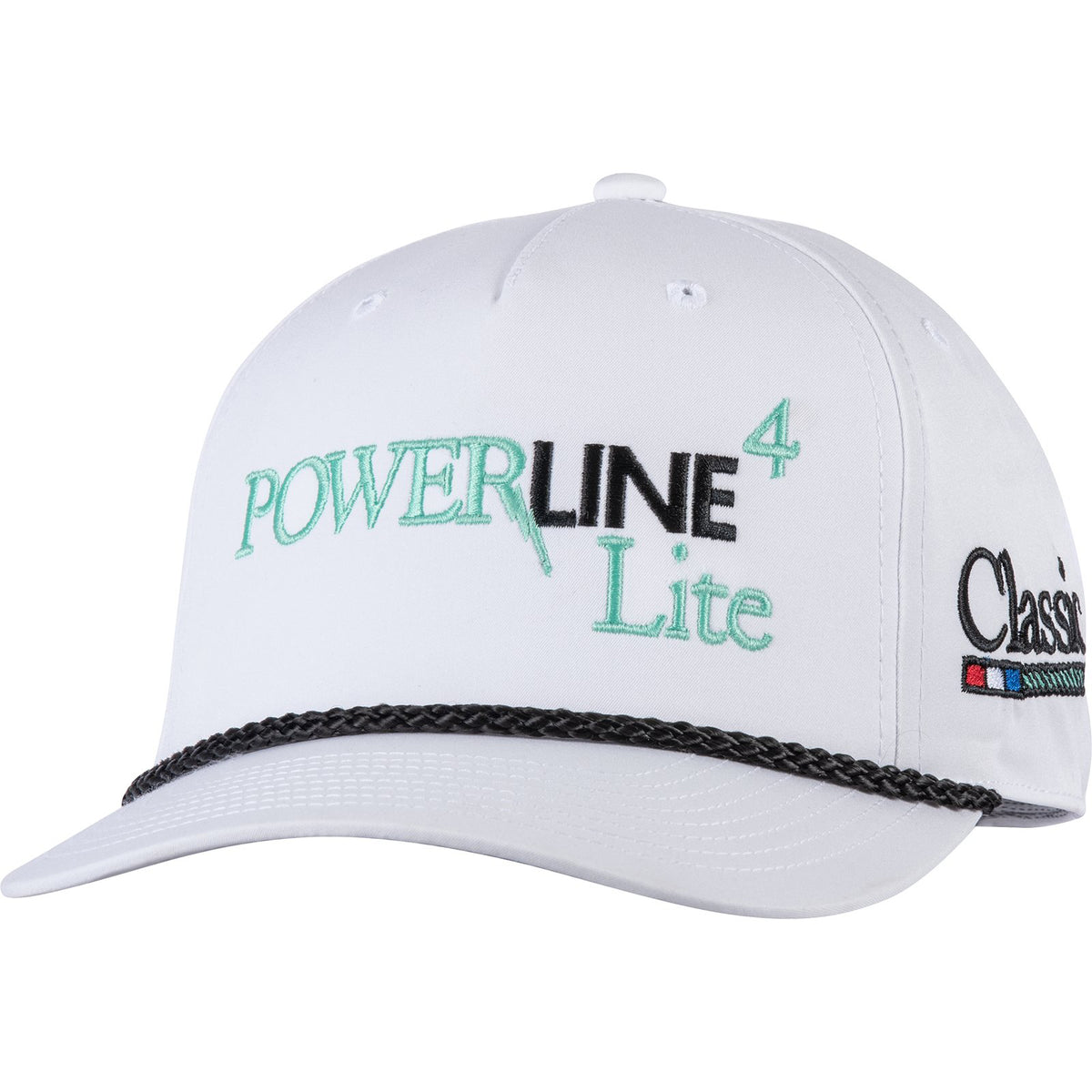 Mti Cap Ropes Classic Ropes White Performance Snapback Cap with Powerline Lite Embro
