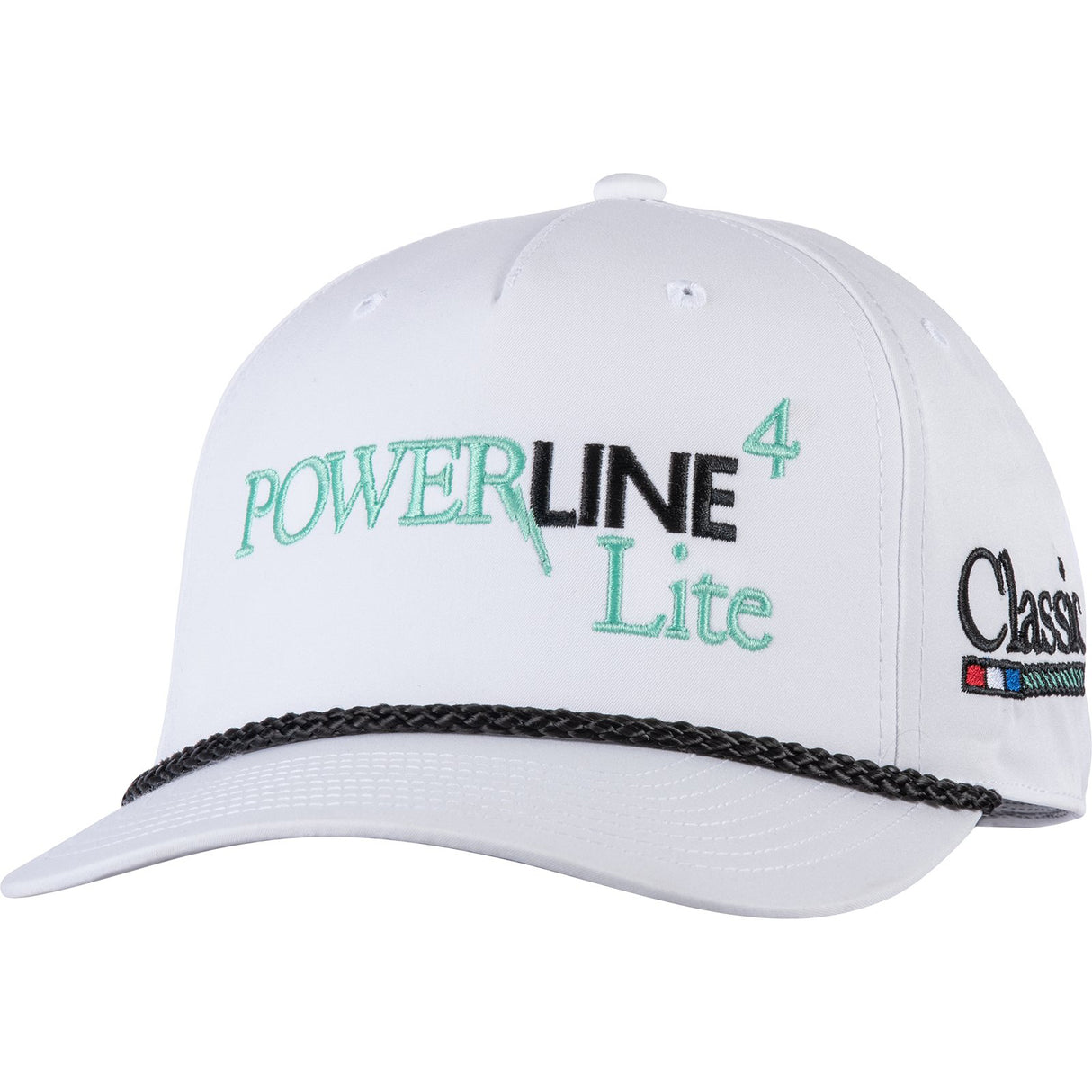 Classic Ropes White Performance Snapback Cap with Powerline Lite Embroidered Logo