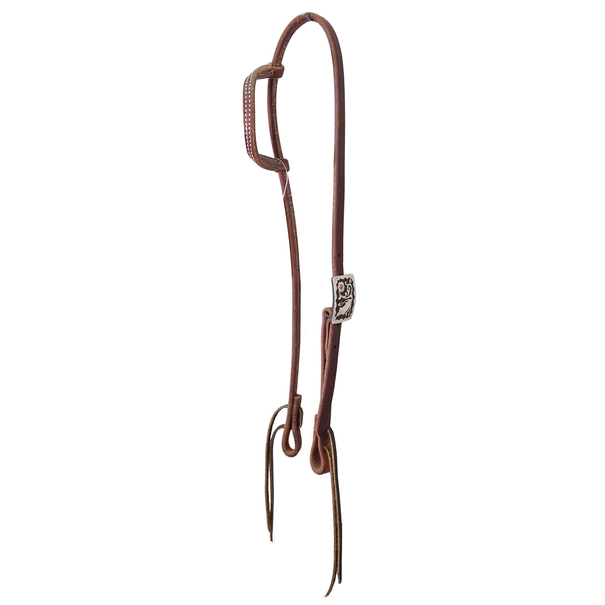 Cowperson Tack Slip Ear Headstall with Square Floral Acorn Buckle