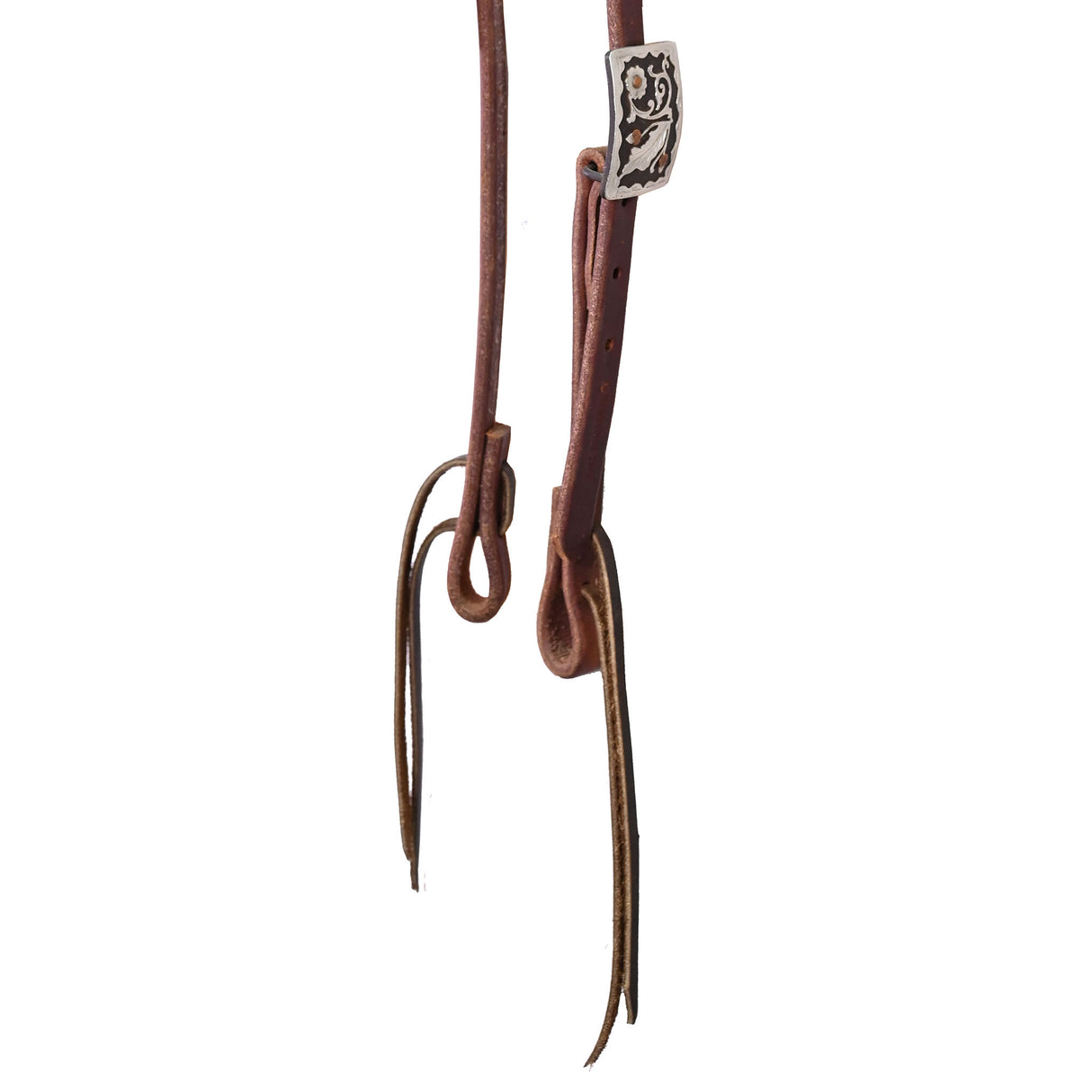 Cowperson Tack Slip Ear Headstall with Square Floral Acorn Buckle