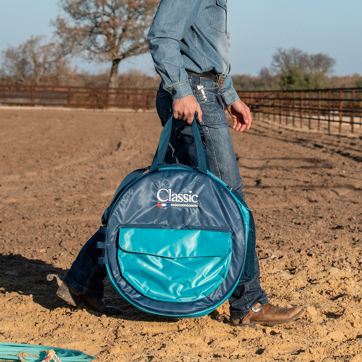Classic Ropes Deluxe Rope Bag- Navy/Aqua