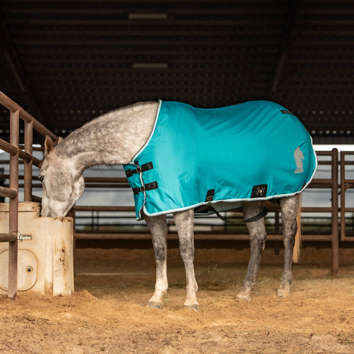 Classic Equine Open Front Nylon Stable Sheet- Baltic Green