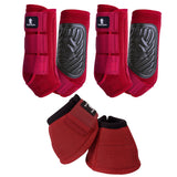 Classic Equine Classic Fit Front, Hind, and Bell Boot Combo Pack- Crimson