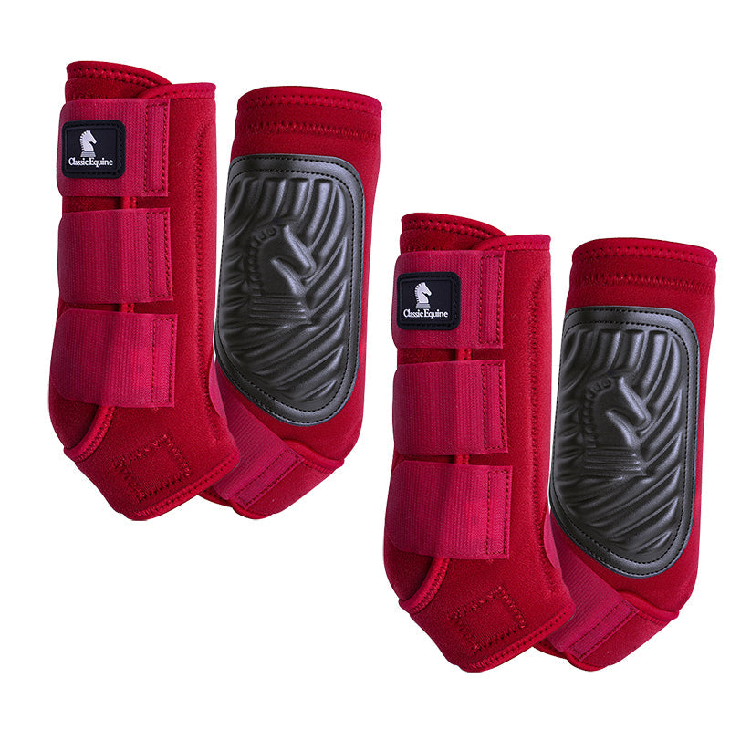 Classic Equine Classic Fit Front and Hind Boot Combo Pack- Crimson
