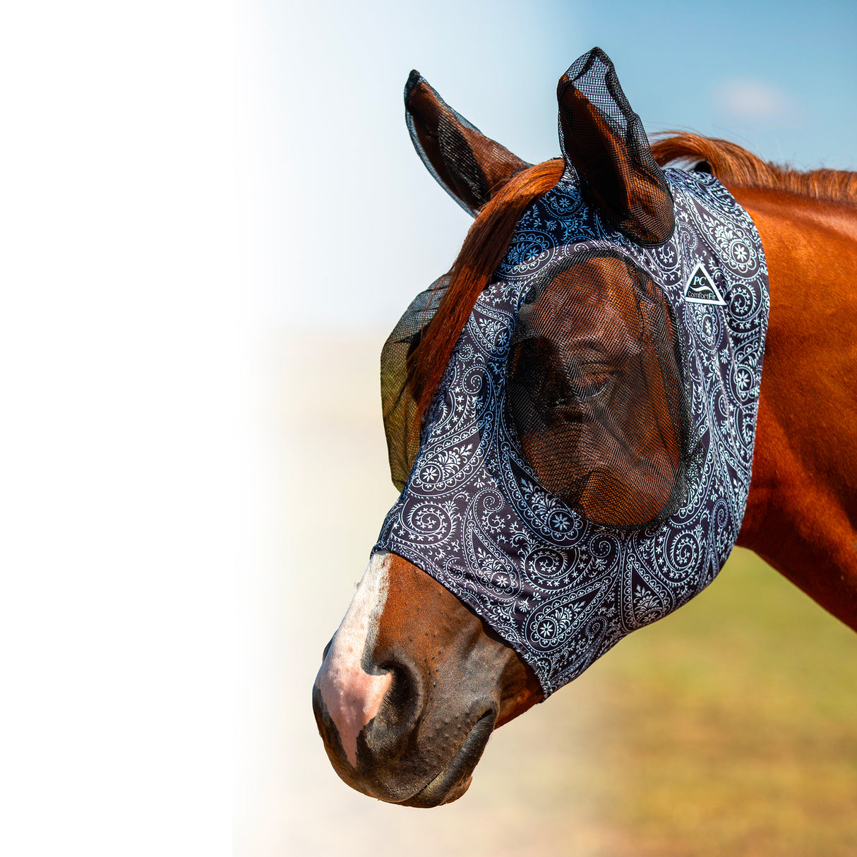 Professional's Choice Comfort Fit Lycra Fly Mask- Paisley/Black