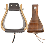 Coolhorse 4" Flat Bottom Dark Stained Wood Stirrups