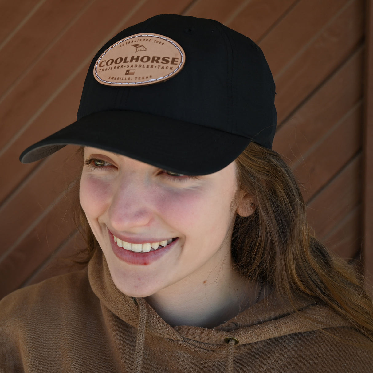 Coolhorse Black Active Cap with Leather Coolhorse Patch