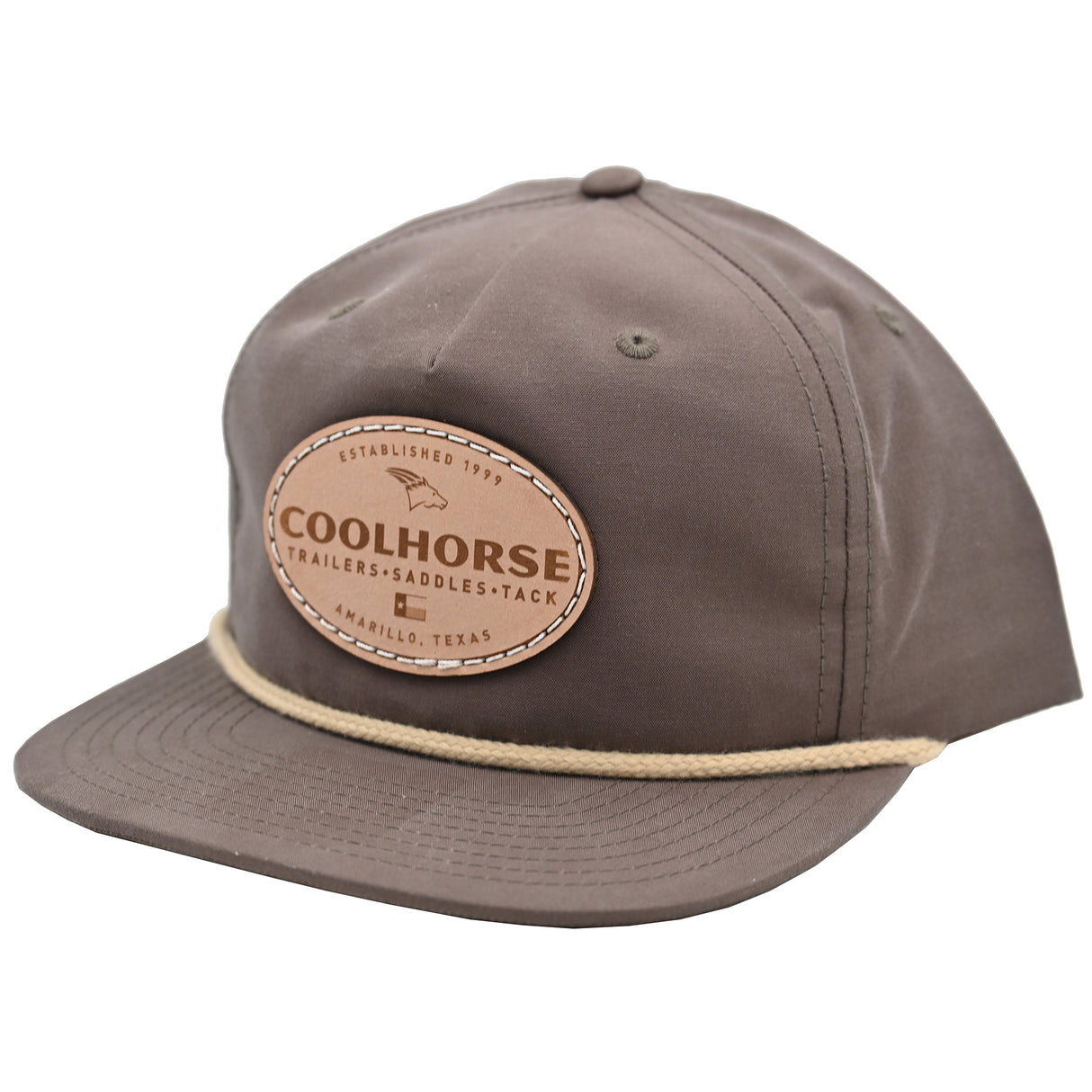 Coolhorse Mocha Grandpa Cap with Leather Coolhorse Patch