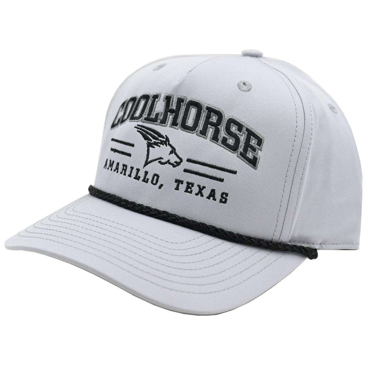 Coolhorse Light Gray Rope Cap with Black Coolhorse Embroidery