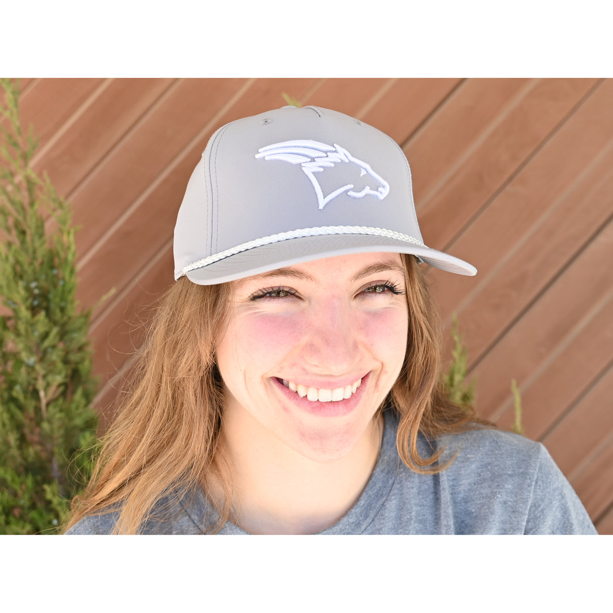 Coolhorse 258 Light Grey Snapback Cap with White Rope and Coolhorse Head Logo