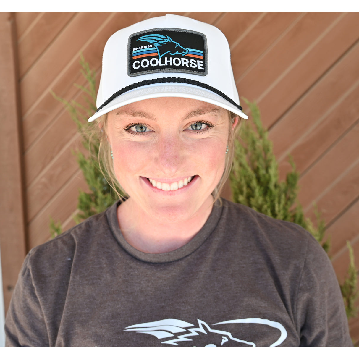 Coolhorse White Rope Cap with Black Neon Lights Patch