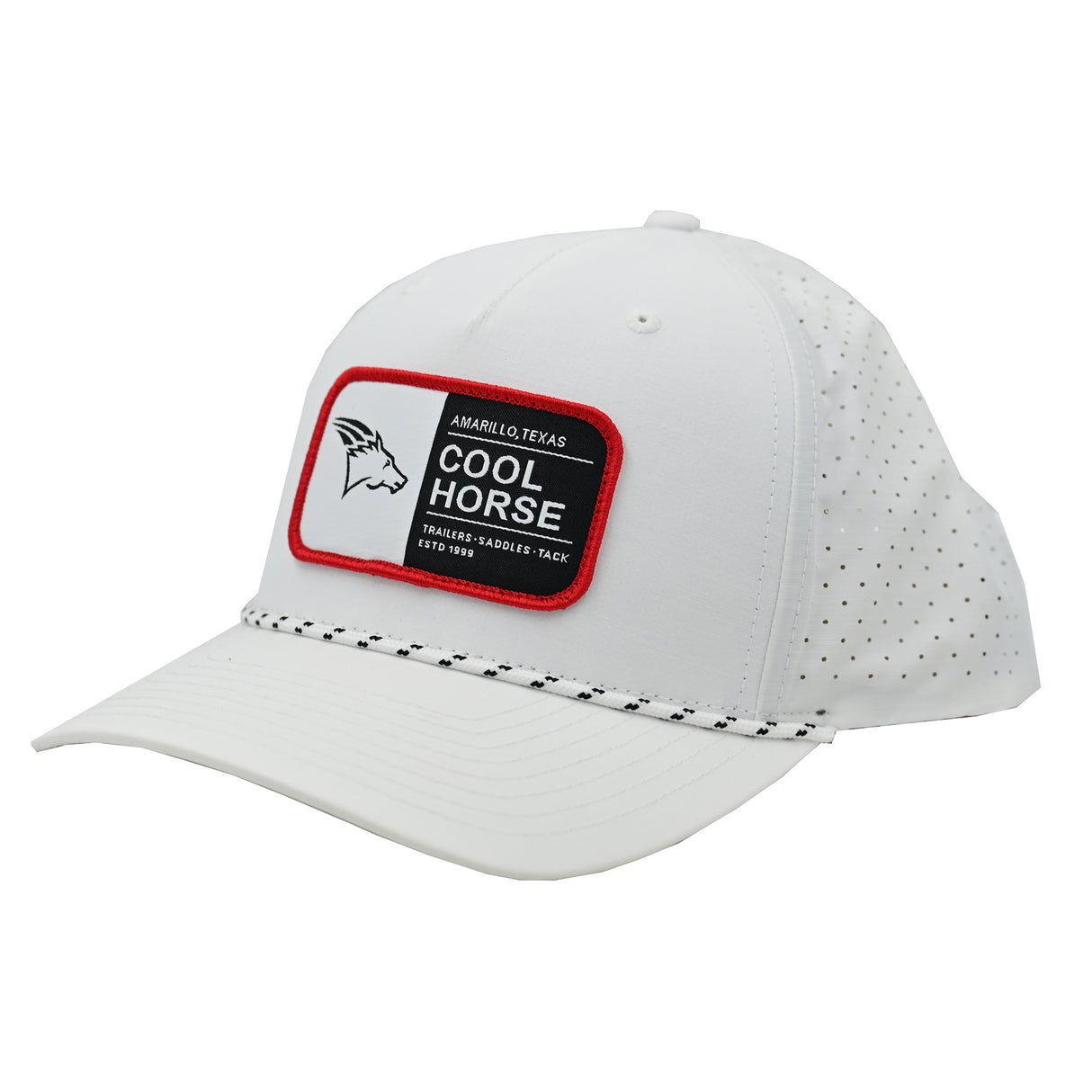 Coolhorse White Rope Cap with Red Coolhorse Patch