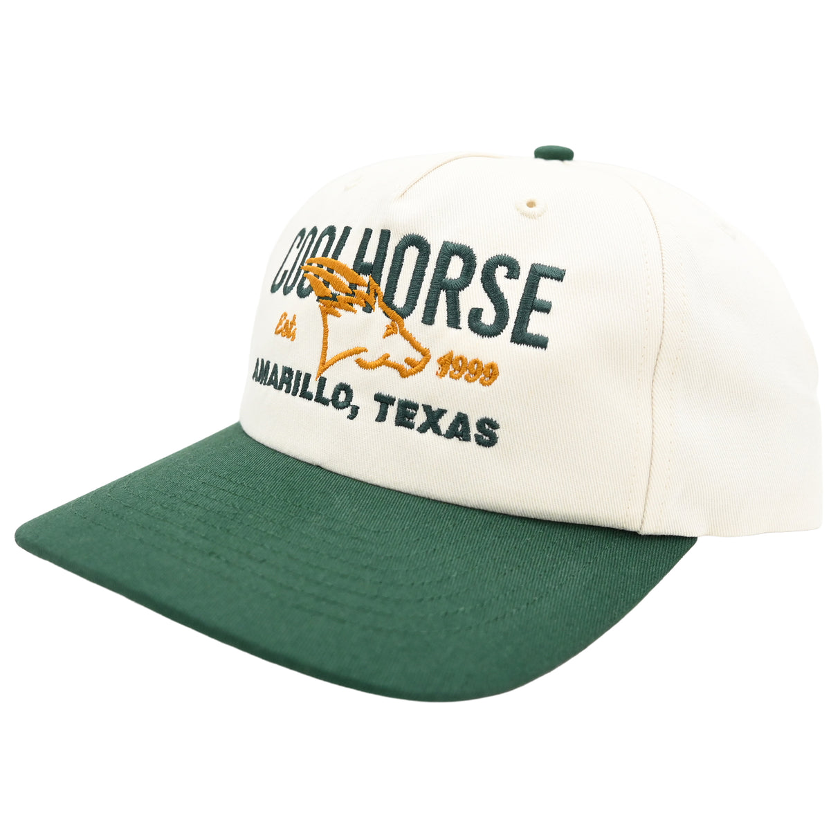 Coolhorse Structured Dark Green and Cream Grandpa Snapback Cap