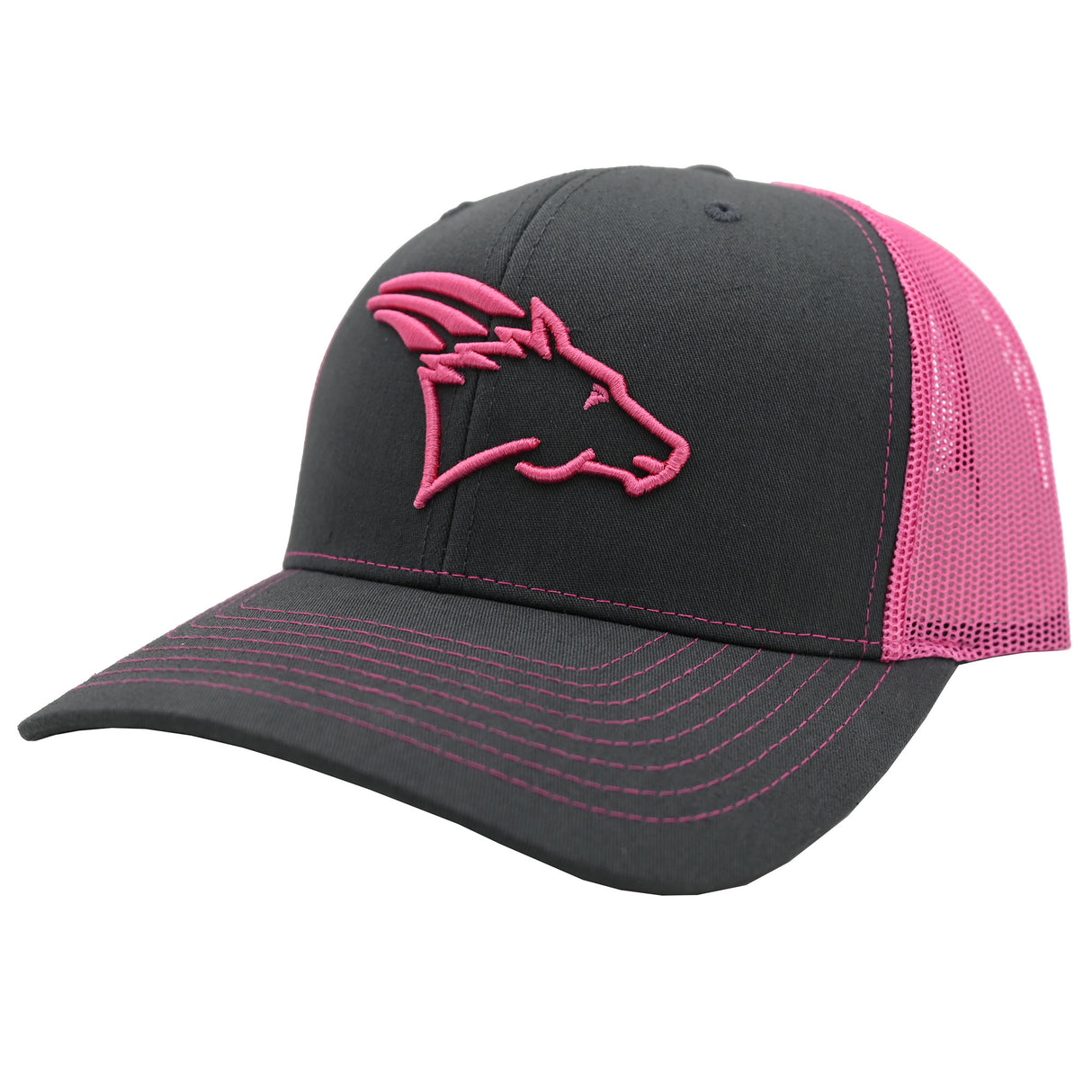Coolhorse Charcoal and Hot Pink Mesh Snapback Cap w/ Hot Pink Coolhorse Head Logo