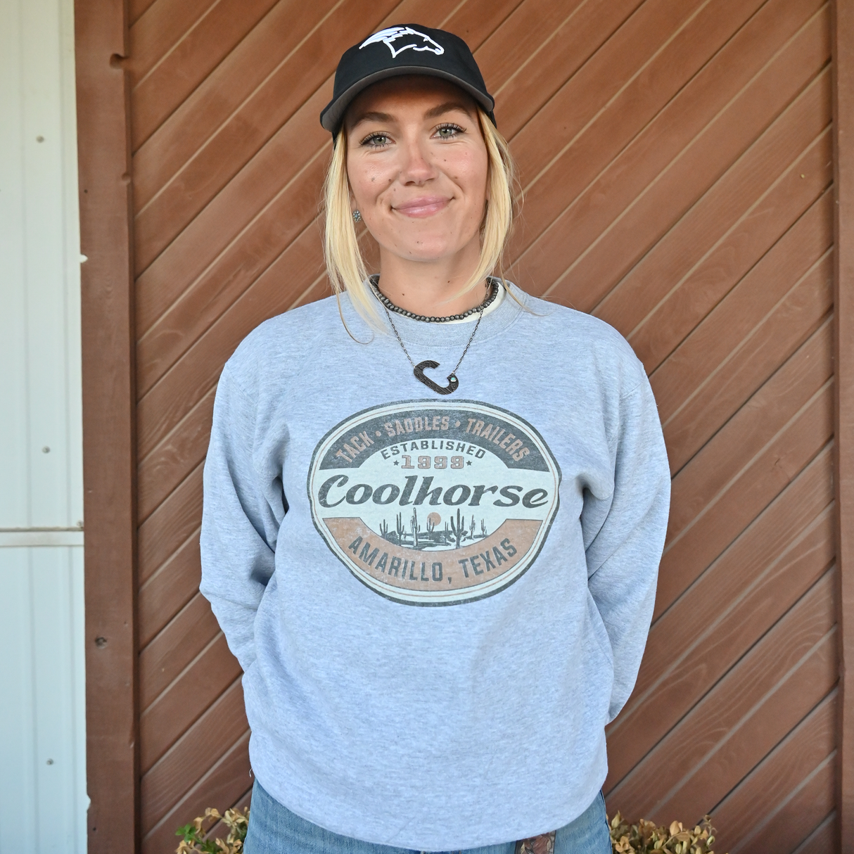Coolhorse Unisex Cactus Crewneck- Heather Grey