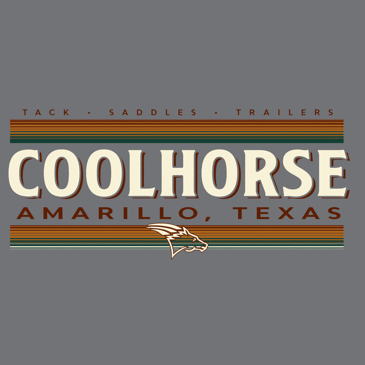 Coolhorse Gray Stripe Logo Short Sleeve T-Shirt